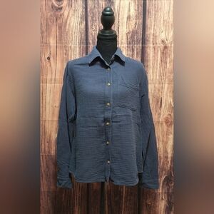 C&C California Navy 100% Cotton Button Up Womens Size Small